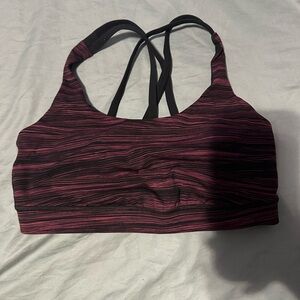 lululemon athletica Black and Pink Striped Sports Bra
